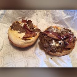 Spinx - A "steak" sandwich with bacon and "cheese". Beautiful presentation.
