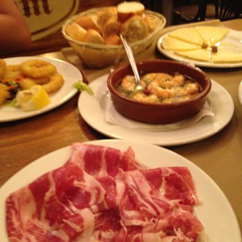 Colom - Jamon Iberico, garlic shrimp, calamari & cheese - Spanish Near Me - Barcelona, B