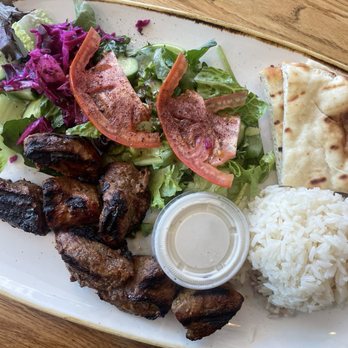 Hummus Mediterranean Kitchen - Lamb shish kebab house plate - Mediterranean Near Me - San Mateo, California