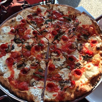 Juliana's - Large margherita with pepperoni & mushrooms - Pizza Near Me - Brooklyn, New York