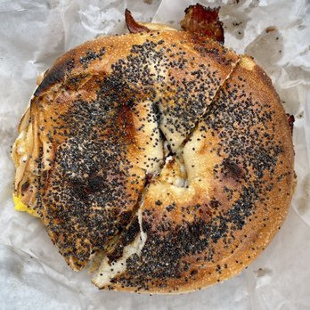 Cafe Noir - Pastrami and egg on poppy seed bagel - Coffee & Tea Near Me - Stone Harbor, New Jersey