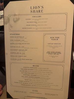 Menu photo 1 Lions Share Tavern Nashville, TN