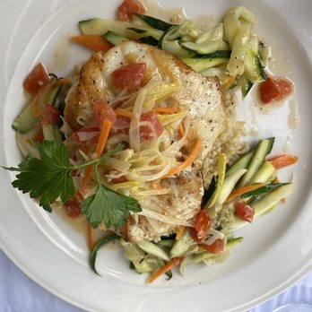 Caffe Luna Rosa - Black grouper with vegetables & brown rice... DELISH!!!! - Italian Near Me - Delray Beach, Florida
