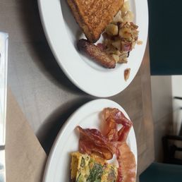 Made to order omelette with a side of bacon