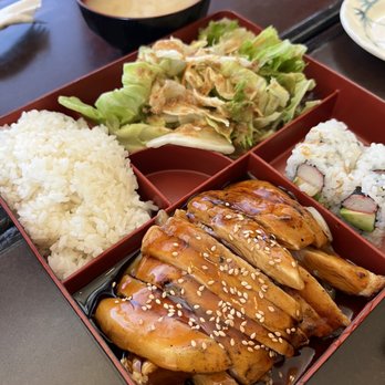 Umi Sushi - TERIYAKI LUNCH BOX - Chicken - $10.95 - Served w/ Rice, 4pcs CA Rolls, Miso Soup and Salad. - Japanese Near Me - El Dorado Hills, California Umi Sushi - TERIYAKI LUNCH BOX - Chicken - $10.95 - Served w/ Rice, 4pcs CA Rolls, Miso Soup and Salad. - Japanese Near Me - El Dorado Hills, California