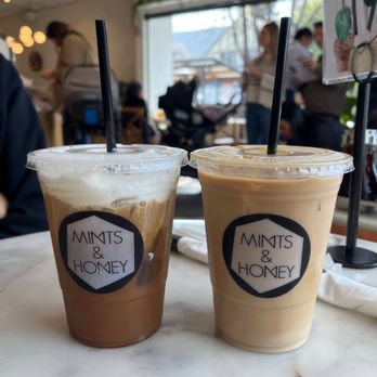 Mints & Honey - Rose Latte (right) - Coffee & Tea Near Me - Burlingame, California Mints & Honey - Rose Latte (right) - Coffee & Tea Near Me - Burlingame, California