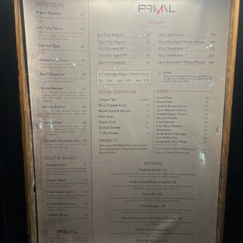 Primal Steakhouse - Menu - Steakhouses Near Me - Las Vegas, Nevada