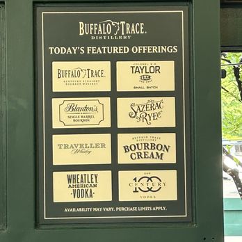 Buffalo Trace Distillery - Daily offerings board in Welcome Center - Distilleries Near Me - Frankfort, Kentucky