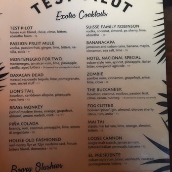 Test Pilot - Best drink menu I've ever seen! - Tiki Bars Near Me - Santa Barbara, California Test Pilot - Best drink menu I've ever seen! - Tiki Bars Near Me - Santa Barbara, California