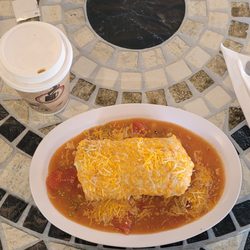 Java Lava Cafe - Christy Breakfast Burrito and a Coconut Latte