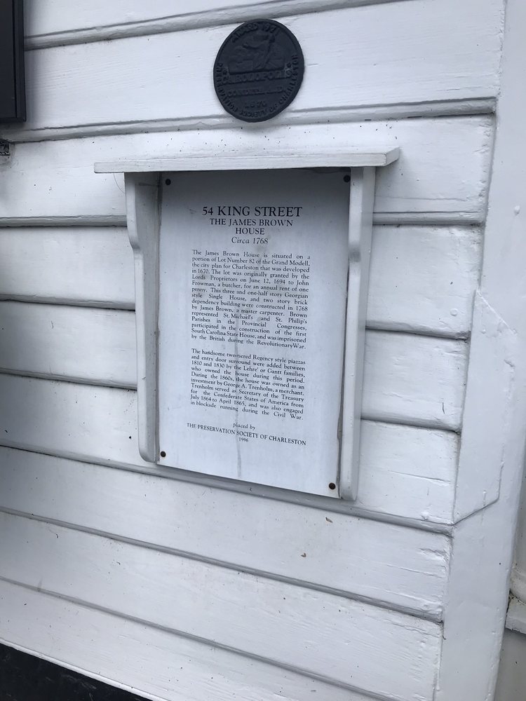 JAMES BROWN HOUSE 54 King St, Charleston, South Carolina Landmarks