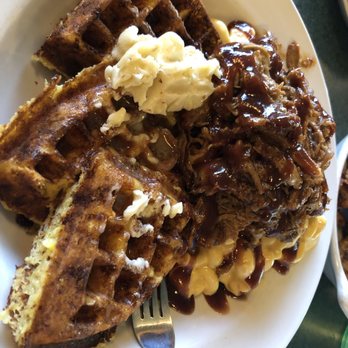 Metro Diner - Maple waffle with bbq and Mac n cheese. - American Near Me - Raleigh, North Carolina Metro Diner - Maple waffle with bbq and Mac n cheese. - American Near Me - Raleigh, North Carolina