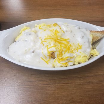 Smoky's Pancake Cabin - Scrambler with sausage gravy - Breakfast & Brunch Near Me - Pigeon Forge, Tennessee Smoky's Pancake Cabin - Scrambler with sausage gravy - Breakfast & Brunch Near Me - Pigeon Forge, Tennessee