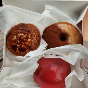 Old Ferry Donut - our spread of donuts (clockwise) creme brulee tiramisu raspberry - Donuts Near Me - Buena Park, California Old Ferry Donut - our spread of donuts (clockwise) creme brulee tiramisu raspberry - Donuts Near Me - Buena Park, California