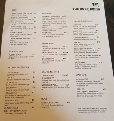 Menu photo 8 The Ruby Brink Vashon, WA Menu photo 8 The Ruby Brink Vashon, WA