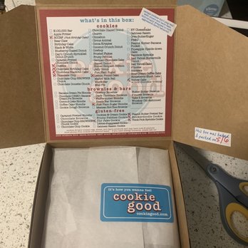 Cookie Good - Cute menu inside the box telling me what I got! - Bakeries Near Me - Santa Monica, California
