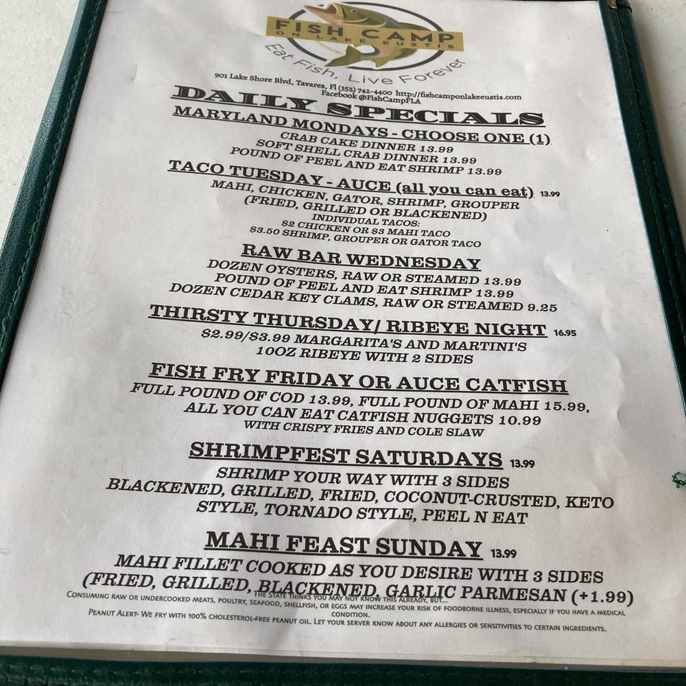 Fish Camp On Lake Eustis - Seafood Near Me - Tavares, Florida