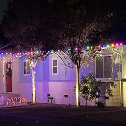 Front of our home with lights Front of our home with lights