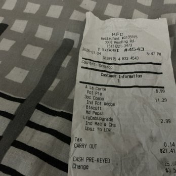 KFC - My ordered from KFC on Reading Rd. - Fast Food Near Me - Cincinnati, Ohio