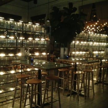 Battello - Pretty lights around the wall of beverage dispensers sectioning off the bar area.  Beautiful! - Italian Near Me - Jersey City, New Jersey