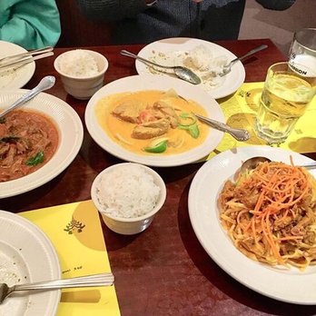 Mandalay Restaurant & Cafe - A beef dish, curry dish, and some of the best noodles I've ever had. Salad not pictured but included chicken and was also very tasty - Burmese Near Me - Silver Spring, Maryland