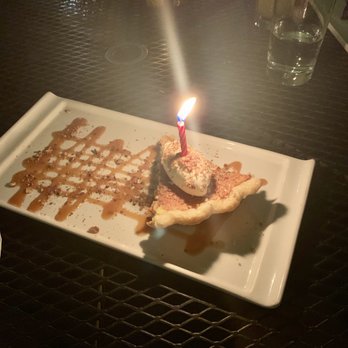 Bluebeard - Vanilla bean chess pie, with my birthday candle in it! - New American Near Me - Indianapolis, Indiana