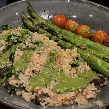 Sage Leaf - Vegan Vegetables 24 Roasted Cremini & Oyster Mushrooms, Roasted AsparagusSpinach, Cherry Tomatoes, Organic Quinoa, Vegan Green Sauce - New American Near Me - Incline Village, Nevada Sage Leaf - Vegan Vegetables 24 Roasted Cremini & Oyster Mushrooms, Roasted AsparagusSpinach, Cherry Tomatoes, Organic Quinoa, Vegan Green Sauce - New American Near Me - Incline Village, Nevada