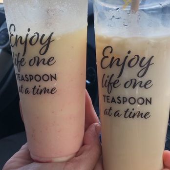 Teaspoon - Strawberry colada (left) Milky Jasmine (right) - Bubble Tea Near Me - Concord, California Teaspoon - Strawberry colada (left) Milky Jasmine (right) - Bubble Tea Near Me - Concord, California