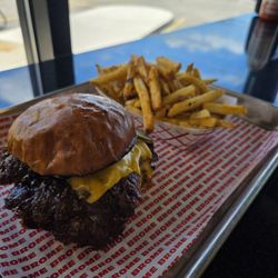Smash burger with cajun fries