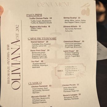 Oliviana Ristorante & Bar Italiano - Menu - Italian Near Me - Augusta, Georgia