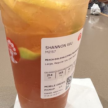 Chagee Modern Teahouse - Peach oolong citrus tea - Coffee & Tea Near Me - Brea, California Chagee Modern Teahouse - Peach oolong citrus tea - Coffee & Tea Near Me - Brea, California
