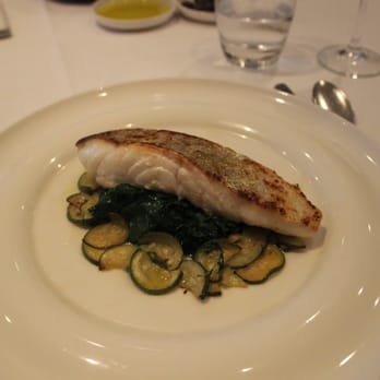 Latium Restaurant - Roast fillet of cod, sauteed courgette and spinach - Italian Near Me - London, XGL