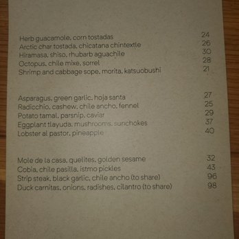 Cosme - Menu May 29th 2023 - Mexican Near Me - New York, New York Cosme - Menu May 29th 2023 - Mexican Near Me - New York, New York