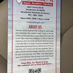Pork Roll Petes - Menu cover