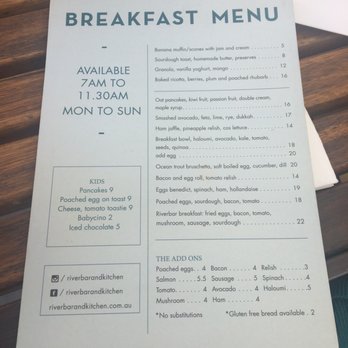 Riverbar & Kitchen - Breakfast menu - Cafes Near Me - Brisbane City, QLD