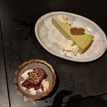 Cocoro Japanese - Green tea cheesecake and black sesame pudding - Japanese Near Me - Chicago, Illinois Cocoro Japanese - Green tea cheesecake and black sesame pudding - Japanese Near Me - Chicago, Illinois