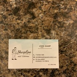 SharpLine Pest Control - Picture of his business card