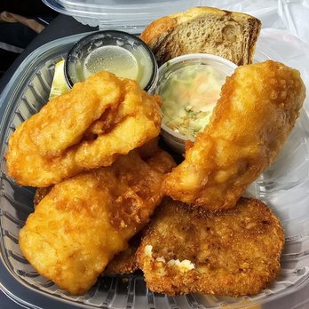 Sluggo's Sports Pub & Grill - Three piece beer battered cod with potato pancake - Sports Bars Near Me - Brookfield, Wisconsin