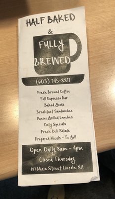 Menu photo 6 Half Baked & Fully Brewed Lincoln, NH Menu photo 6 Half Baked & Fully Brewed Lincoln, NH