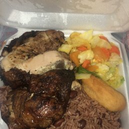 Jerk chicken, rice/peas & steamed veggies Jerk chicken, rice/peas & steamed veggies