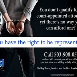 Hart 2 Hart Investigations - If you are being charged with a crime. You have the right to be represented.  Cal 503.908.0510