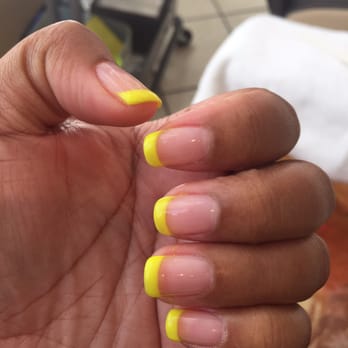 Four Seasons Nails Salon - Neon yellow French gel mani by Lynn - Nail Salons Near Me - Millbrae, California