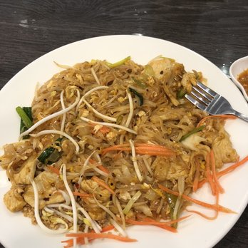 KC Thai - Pad Thai with chicken. I forgot to take a pic first. It was beautifully plated before I knocked it down! - Thai Near Me - Overland Park, Kansas KC Thai - Pad Thai with chicken. I forgot to take a pic first. It was beautifully plated before I knocked it down! - Thai Near Me - Overland Park, Kansas