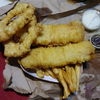H. Salt Fish & Chips - Two pieces of shrimp and two pieces of white fish with fries - Seafood Near Me - Carson, California