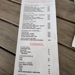 The Edge Tasting room - menu