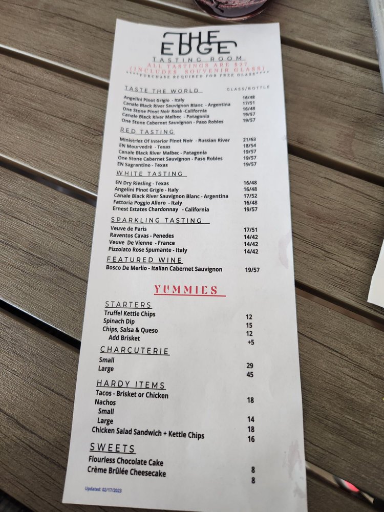 THE EDGE TASTING ROOM Updated October 2024 3567 US Hwy 290 E