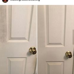 Elbow Grease House Cleaning - Shower door mold buildup, before and after