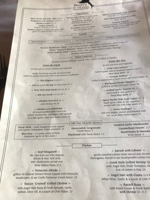 Menu photo 2 Beasy's On The Creek Ashland, OR