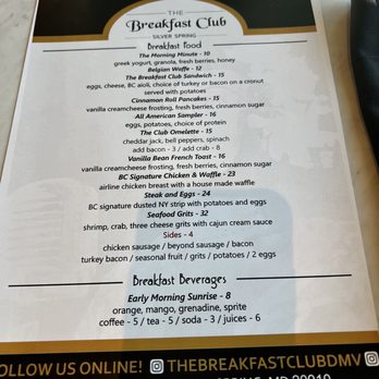 The Breakfast Club - Full menu - Breakfast & Brunch Near Me - Silver Spring, Maryland The Breakfast Club - Full menu - Breakfast & Brunch Near Me - Silver Spring, Maryland