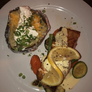 Manny's Steakhouse - Perfectly cooked salmon with loaded baked potato and vegetables was to die for! - Steakhouses Near Me - Vallejo, California Manny's Steakhouse - Perfectly cooked salmon with loaded baked potato and vegetables was to die for! - Steakhouses Near Me - Vallejo, California